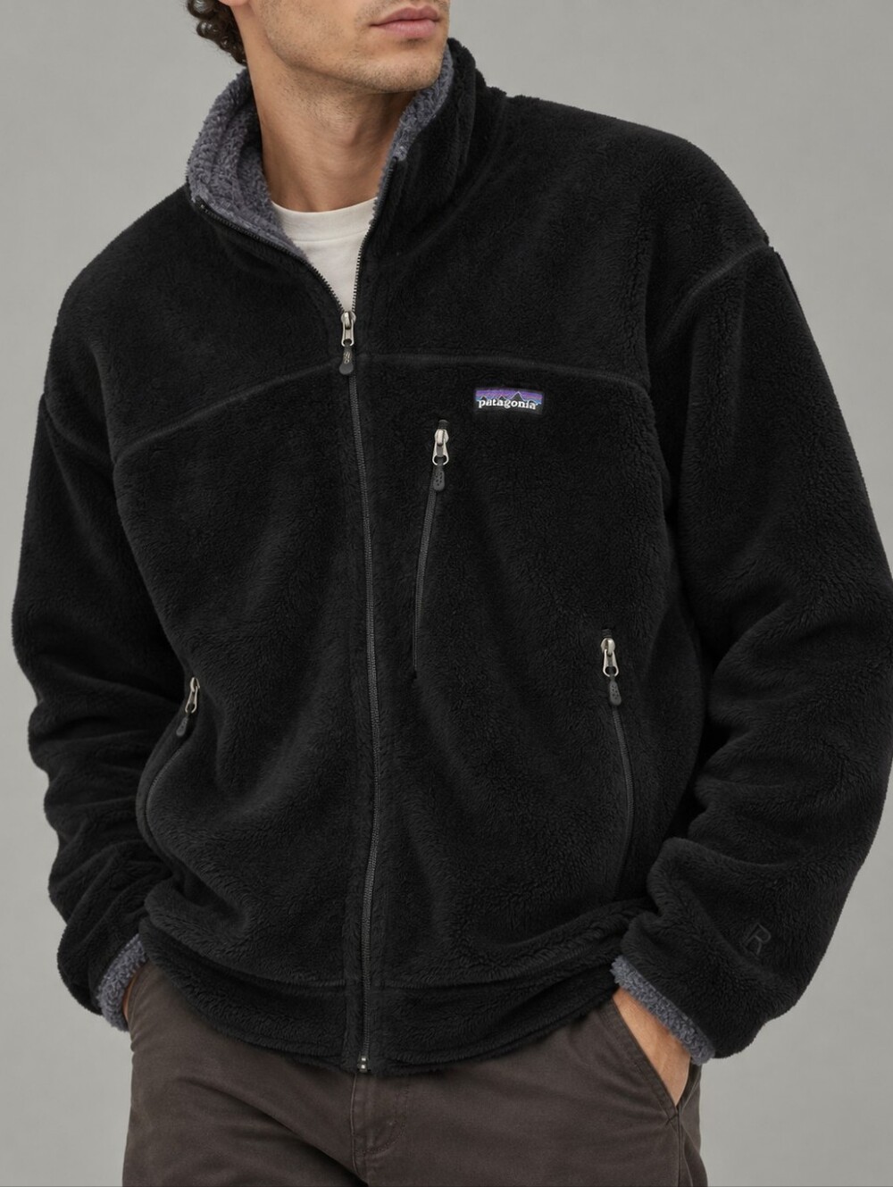 Vintage Patagonia R4 Regulator Polartec Fleece Jacket Black Mens Size Medium